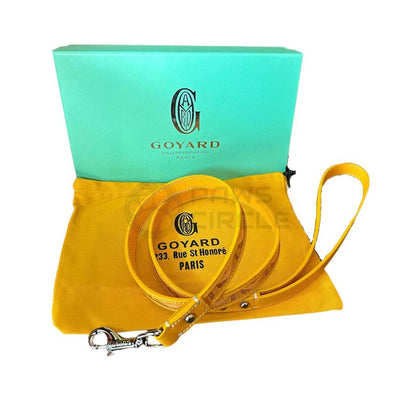 goyard dog collar and leash in yellow