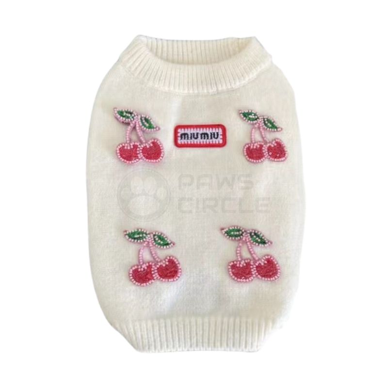 white miumiu sweater for dog