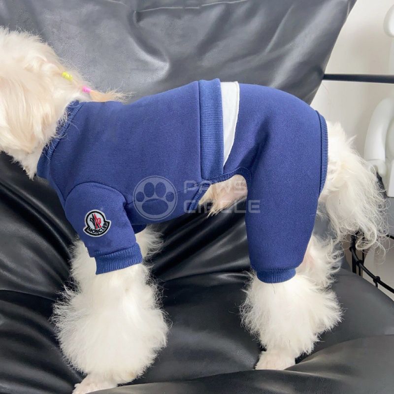 moncler four legged dog sweat suit in blue, gray and beige