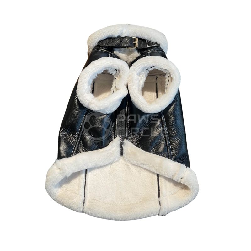 black leather dog jacket