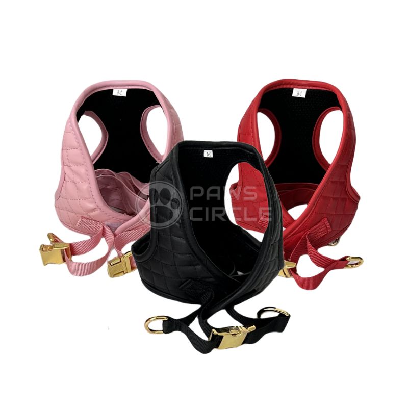 quilted leahter DOG HARNESS AND LEASH
