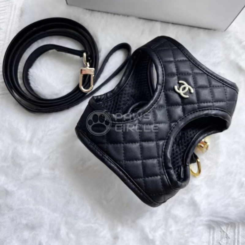quilted leahter DOG HARNESS AND LEASH