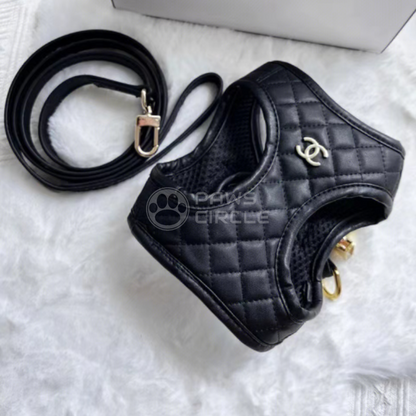 quilted leahter DOG HARNESS AND LEASH
