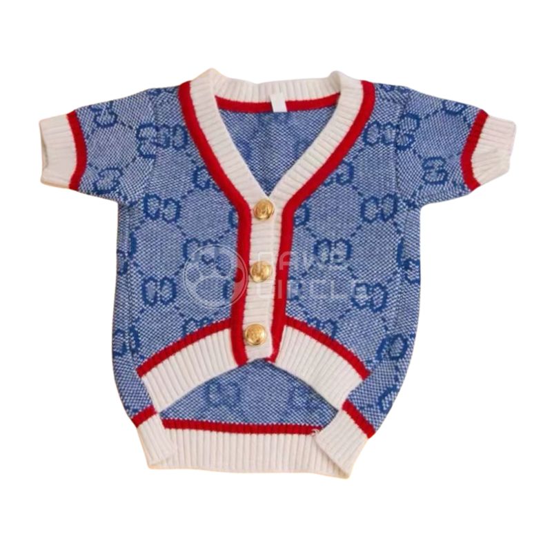 monogram dog sweater in blue