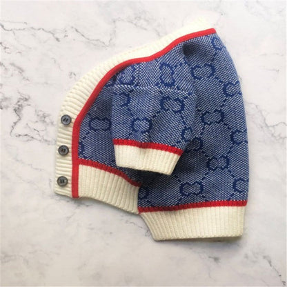 monogram dog sweater in blue