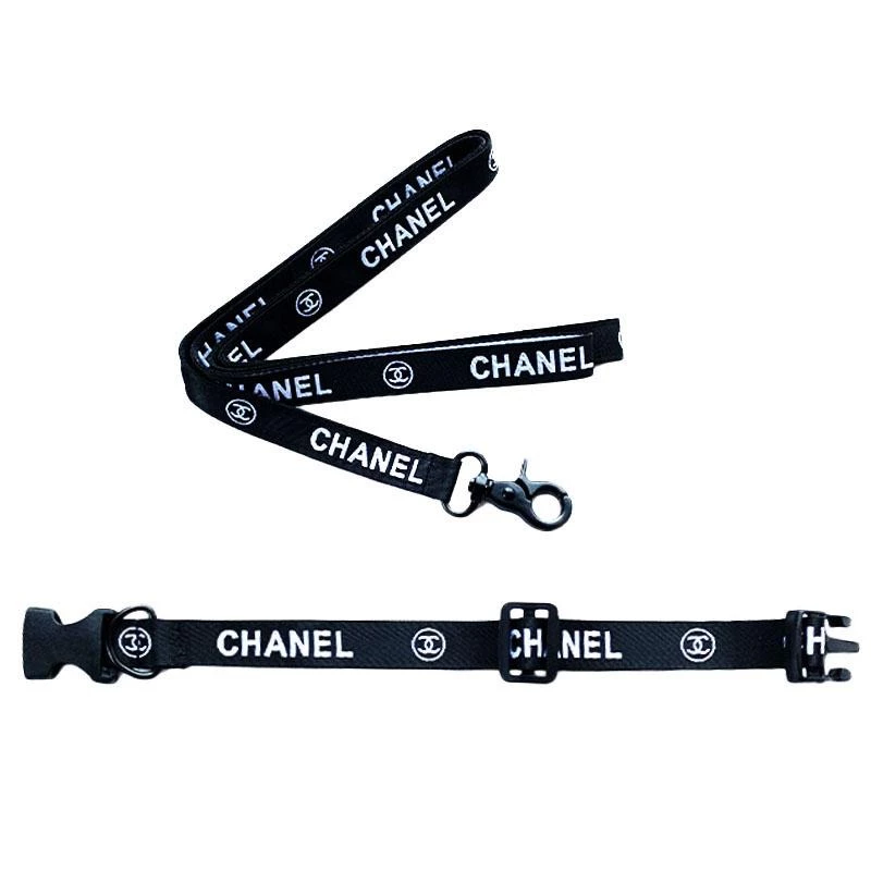 black colour dog collar and leash
