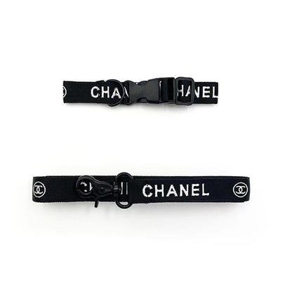 black colour dog collar and leash