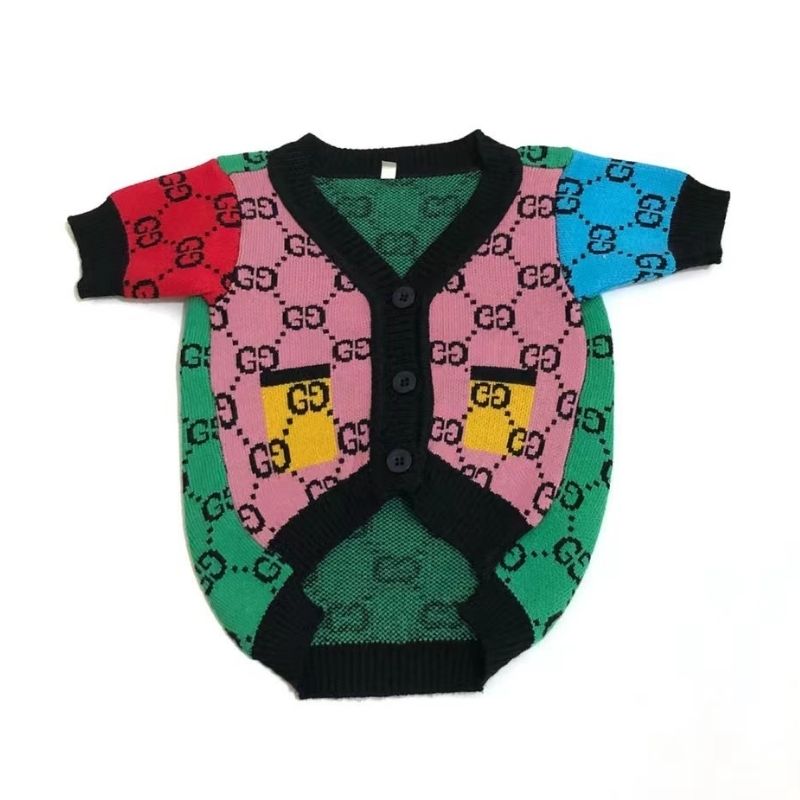 multicolor monogram dog cardigan