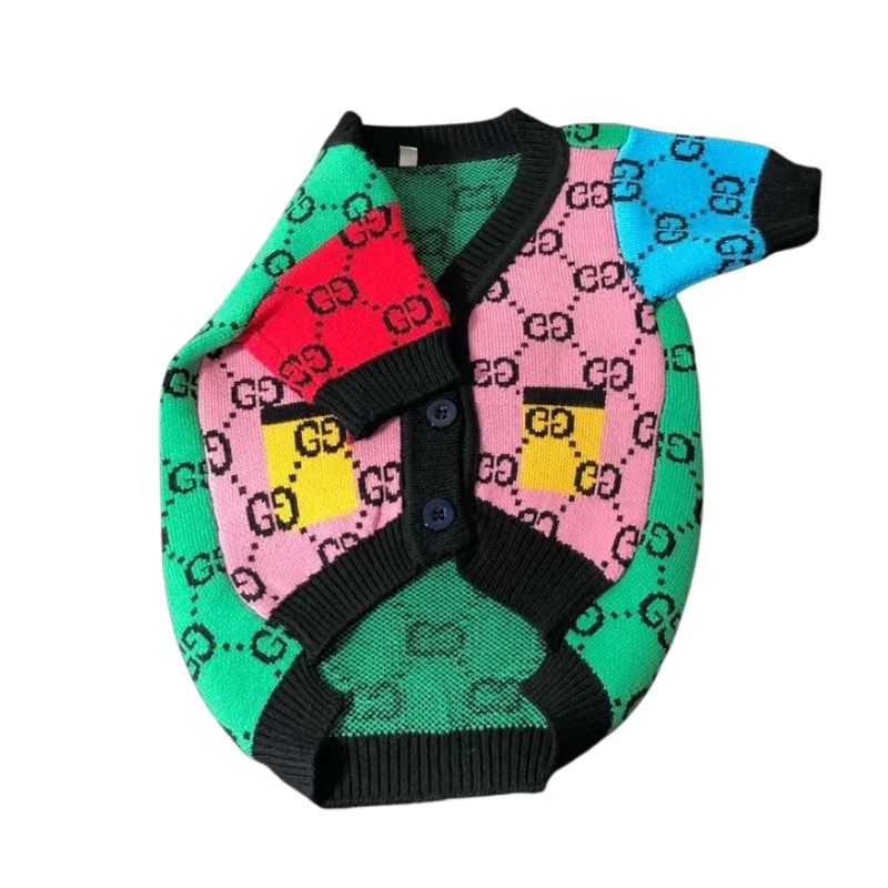 multicolor monogram dog cardigan