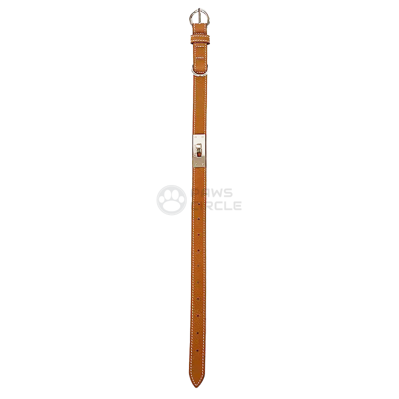 Tanned color genuine leather dog collar & leash