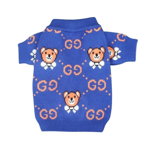 Teddy Bear Dog Blue Sweater