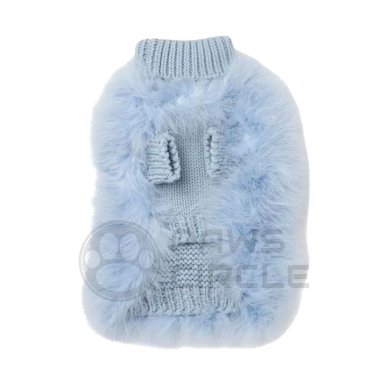 blue feather sweater in blue