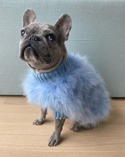 christian cowan maxbone feather dog jumper in blue