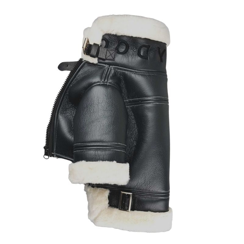 Aviation Style Black leather jacket for dog