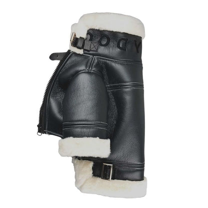 Aviation Style Black leather jacket for dog